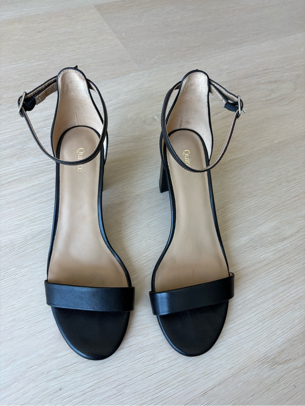 Quince Black Italian Leather 65mm Block Heel